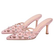 Pantoletten mit Kitten absatz Kreuzriemchen verzierte Schmucksteinen High Heels - Image 7
