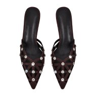 Pantoletten mit Kitten absatz Kreuzriemchen verzierte Schmucksteinen High Heels - Image 12