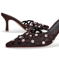 Pantoletten mit Kitten absatz Kreuzriemchen verzierte Schmucksteinen High Heels - Image 13
