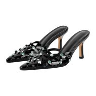 Pantoletten mit Absatz Slip On Pumps Abendschuhe verzierte Schmucksteinen - Image 2