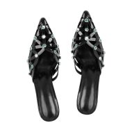 Pantoletten mit Absatz Slip On Pumps Abendschuhe verzierte Schmucksteinen - Image 4
