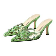Pantoletten mit Absatz Slip On Pumps Abendschuhe verzierte Schmucksteinen - Image 11