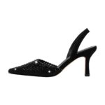 Slingbacks High Heels verzierte Schmucksteinen Spitze Zehen Abendschuhe