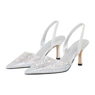 Slingbacks High Heels verzierte Schmucksteinen Spitze Zehen Abendschuhe - Image 14