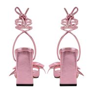 Sandalen verzierte Schleife mit Knöchelriemchen Abendschuhe Absatzschuhe Glitzer - Image 8