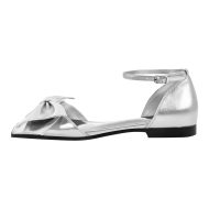 Flache Schuhe Sandalen mit Knöchelschnallen Schleife Lack