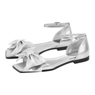 Flache Schuhe Sandalen mit Knöchelschnallen Schleife Lack - Image 2