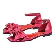 Flache Schuhe Sandalen mit Knöchelschnallen Schleife Lack - Image 6