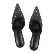 Spitze Zehen Pantoletten mit Kitten Absatz Stilettos Slip On Pumps Schmucksteinen - Image 5