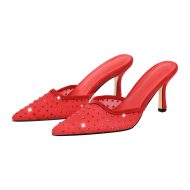 Spitze Zehen Pantoletten mit Kitten Absatz Stilettos Slip On Pumps Schmucksteinen - Image 6