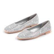 Flache Schuhe Slip On Gl nzende Pumps verzierte Strasssteinen - Image 10