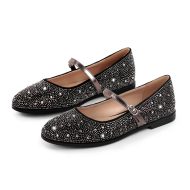 Runde Zehe Strass Schnalle Riemen Flats - Image 3
