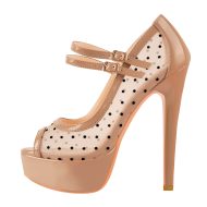 Peep Toed Plateau Pumps mit Schnallen Riemchenpumps Sexy Stilettos Mesh Riemchenpumps - Image 6