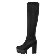 Plateau Kniestiefel mit klobigem Absatz