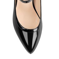 Lackpumps mit hohem Absatz und Knächelriemen und Schnalle - Image 7