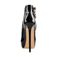 Lackpumps mit hohem Absatz und Knächelriemen und Schnalle - Image 8