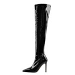 Overknee Stiefel Stretch Boots Elastische Stiefel mit Pfennigabsatz