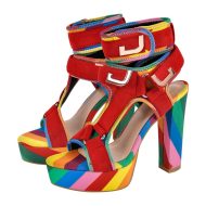 Sandalen mit Regenbogen Knöchelriemen und klobigem Absatz - Image 2