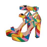 Sandalen mit Regenbogen Schnallenriemen und klobigem Absatz - Image 2