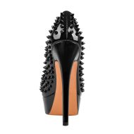 Peep Toe Pumps mit Plateausohle und Nieten - Image 3