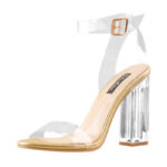 Transparente Klobige High Heel Sandalen mit Knöchelriemen