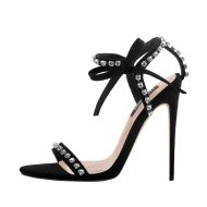 Stiletto Sandalen mit Knöchelriemen und Strasssteinen