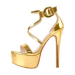 Plateau Stiletto Sandalen mit überkreuzten Knöchelriemen