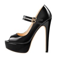 Peep Toed Plateau Pumps mit Schnallen Riemchenpumps Sexy Stilettos Mesh Riemchenpumps - Image 20