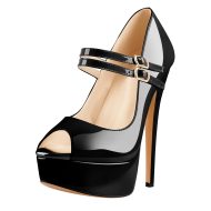 Peep Toed Plateau Pumps mit Schnallen Riemchenpumps Sexy Stilettos Mesh Riemchenpumps - Image 21