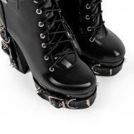 Schnür Plateau Stiefeletten mit Metallnieten Schnalle - Image 5