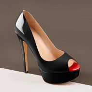 Peep Toe Plateau Stiletto Pumps mit hohem Absatz - Image 5