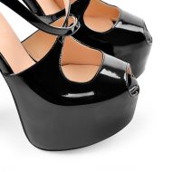 Plateau High Heels Peep Toe mit Kreuzriemen - Image 4