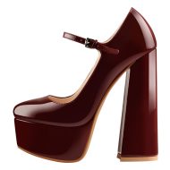 Mary Jane Plateau Pumps mit klobigem Absatz und hohem Absatz - Image 8
