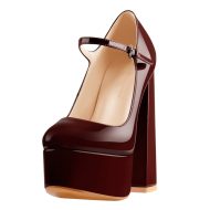Mary Jane Plateau Pumps mit klobigem Absatz und hohem Absatz - Image 9