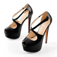 Plateau High Heels Peep Toe mit Kreuzriemen - Image 2